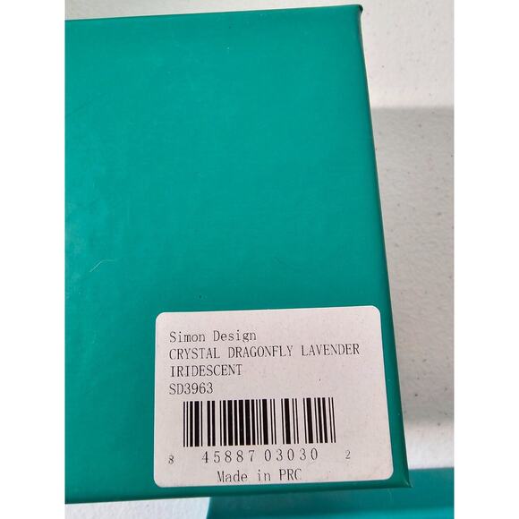 NIB Simon Design Crystal Dragonfly Lavender Iridescent Paperweight Suncatcher - Picture 5 of 6